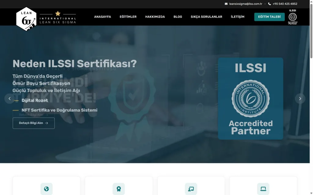 ILSS Türkiye web sitesi, masaüstü ana sayfa