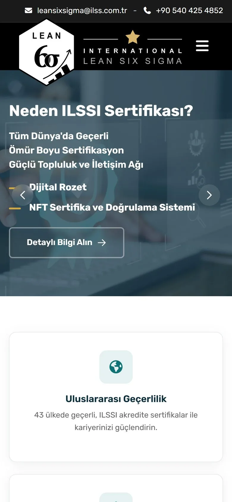 ILSS Türkiye web sitesi, mobil ana sayfa